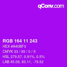Color code: RGB 164 11 243 | qconv.com