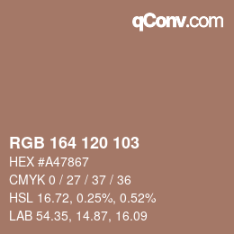 Color code: RGB 164 120 103 | qconv.com