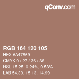 カラーコード: RGB 164 120 105 | qconv.com