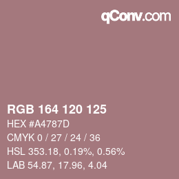 カラーコード: RGB 164 120 125 | qconv.com