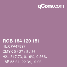 颜色代码: RGB 164 120 151 | qconv.com