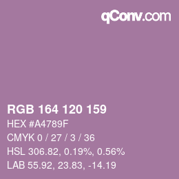 カラーコード: RGB 164 120 159 | qconv.com