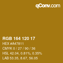 Color code: RGB 164 120 17 | qconv.com