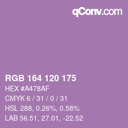 Color code: RGB 164 120 175 | qconv.com