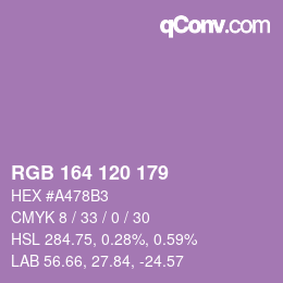 Color code: RGB 164 120 179 | qconv.com