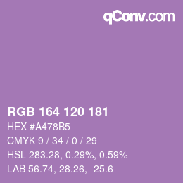 颜色代码: RGB 164 120 181 | qconv.com