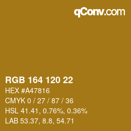 Color code: RGB 164 120 22 | qconv.com