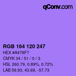 カラーコード: RGB 164 120 247 | qconv.com