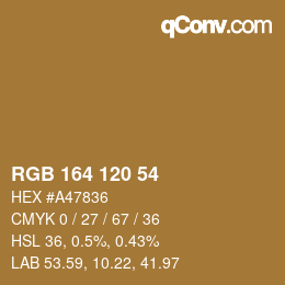カラーコード: RGB 164 120 54 | qconv.com