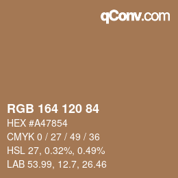 カラーコード: RGB 164 120 84 | qconv.com