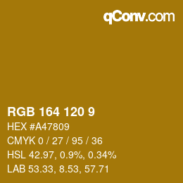 カラーコード: RGB 164 120 9 | qconv.com