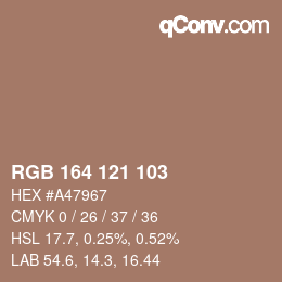 Color code: RGB 164 121 103 | qconv.com