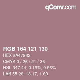 Farbcode: RGB 164 121 130 | qconv.com