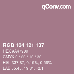 Farbcode: RGB 164 121 137 | qconv.com