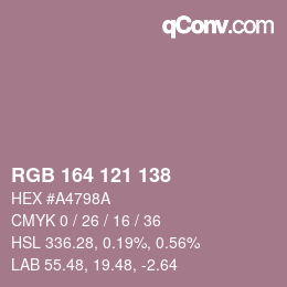 Código de color: RGB 164 121 138 | qconv.com