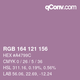 Farbcode: RGB 164 121 156 | qconv.com