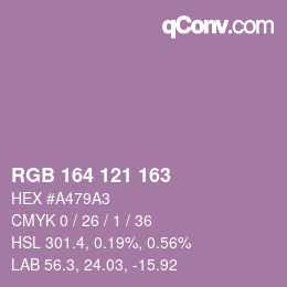Color code: RGB 164 121 163 | qconv.com