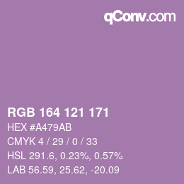 Color code: RGB 164 121 171 | qconv.com