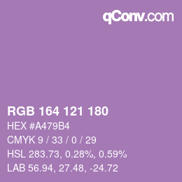 Código de color: RGB 164 121 180 | qconv.com
