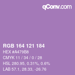 Color code: RGB 164 121 184 | qconv.com