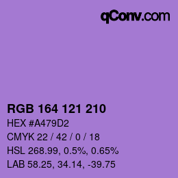 Color code: RGB 164 121 210 | qconv.com