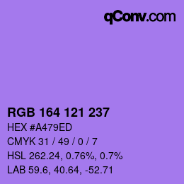 Color code: RGB 164 121 237 | qconv.com