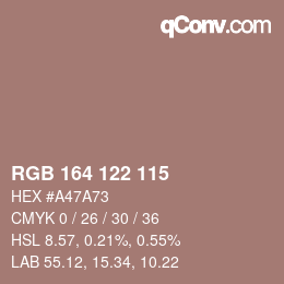 Color code: RGB 164 122 115 | qconv.com