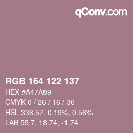 颜色代码: RGB 164 122 137 | qconv.com