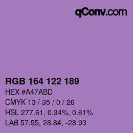 Color code: RGB 164 122 189 | qconv.com
