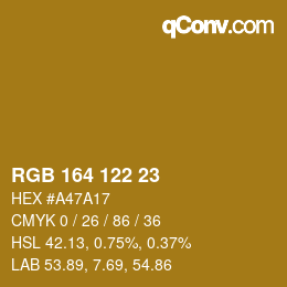 カラーコード: RGB 164 122 23 | qconv.com