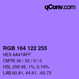 Color code: RGB 164 122 255 | qconv.com