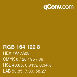 Color code: RGB 164 122 8 | qconv.com