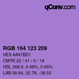 Farbcode: RGB 164 123 209 | qconv.com