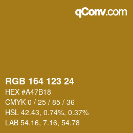 Color code: RGB 164 123 24 | qconv.com