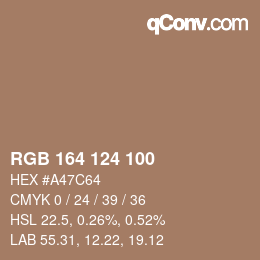 Color code: RGB 164 124 100 | qconv.com