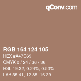 Color code: RGB 164 124 105 | qconv.com