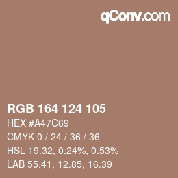 Color code: RGB 164 124 105 | qconv.com