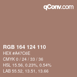 Color code: RGB 164 124 110 | qconv.com