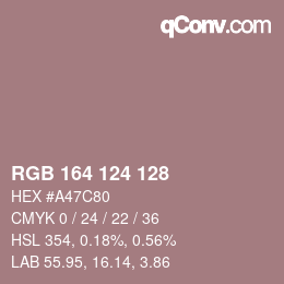 Color code: RGB 164 124 128 | qconv.com