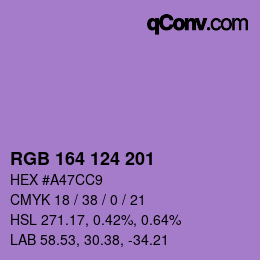Color code: RGB 164 124 201 | qconv.com