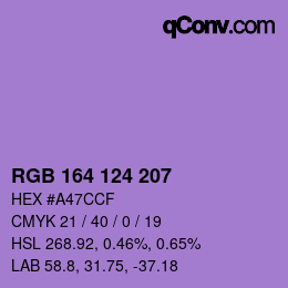 Color code: RGB 164 124 207 | qconv.com