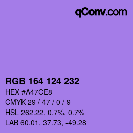 Color code: RGB 164 124 232 | qconv.com