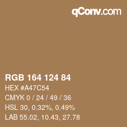 Color code: RGB 164 124 84 | qconv.com