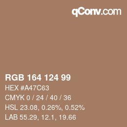 颜色代码: RGB 164 124 99 | qconv.com