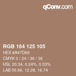 Color code: RGB 164 125 105 | qconv.com