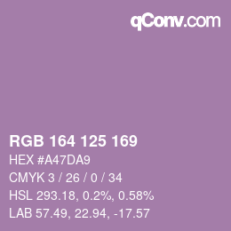Color code: RGB 164 125 169 | qconv.com