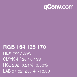 Color code: RGB 164 125 170 | qconv.com