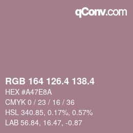 カラーコード: RGB 164 126.4 138.4 | qconv.com
