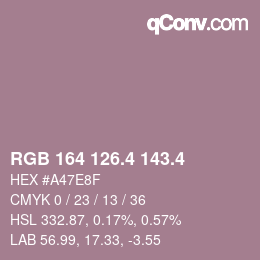 カラーコード: RGB 164 126.4 143.4 | qconv.com