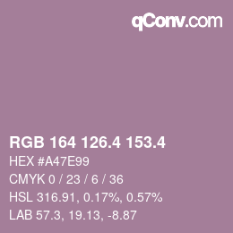 カラーコード: RGB 164 126.4 153.4 | qconv.com